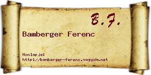 Bamberger Ferenc névjegykártya