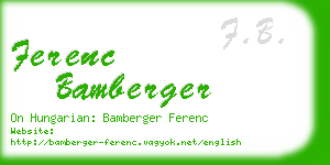 ferenc bamberger business card